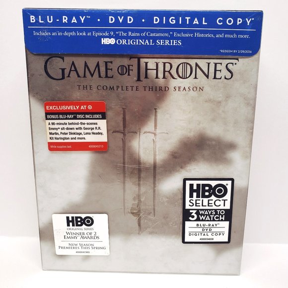 Game of Thrones Season 3 Blu-Ray DVD Digital Copy w/ Bonus Disc Target Exclusive - Picture 1 of 5